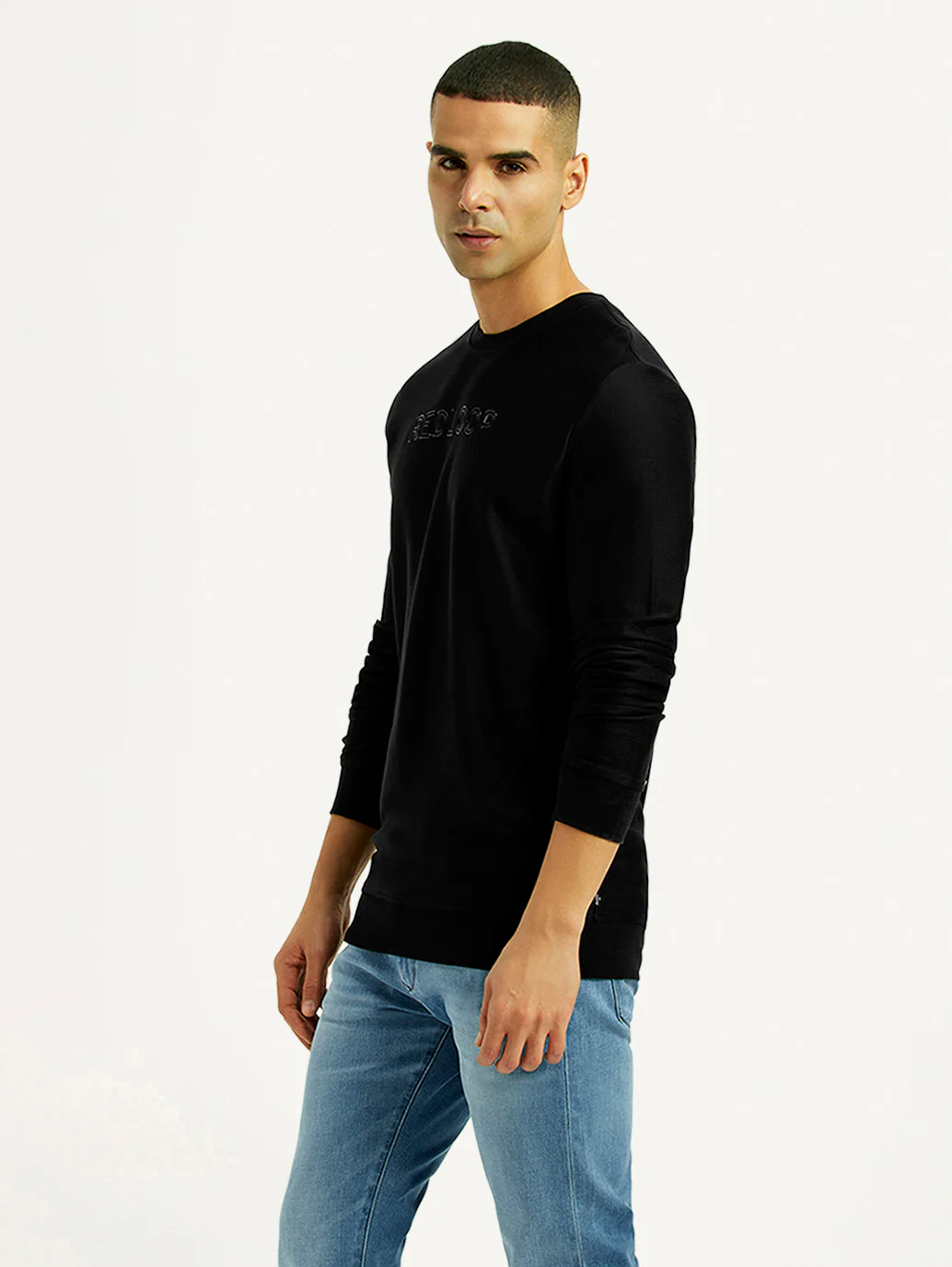 Men's Knitted Black Crew Neck Sweatshirt - Image 5