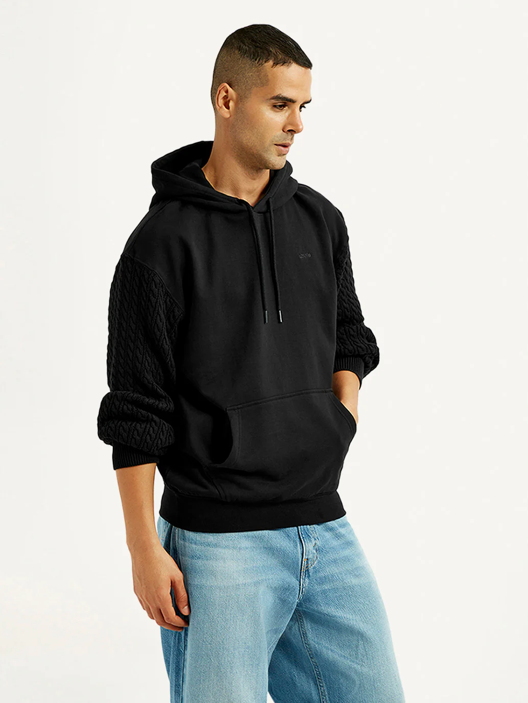 Men's Knitted Black Hooded Sweatshirt - Image 5