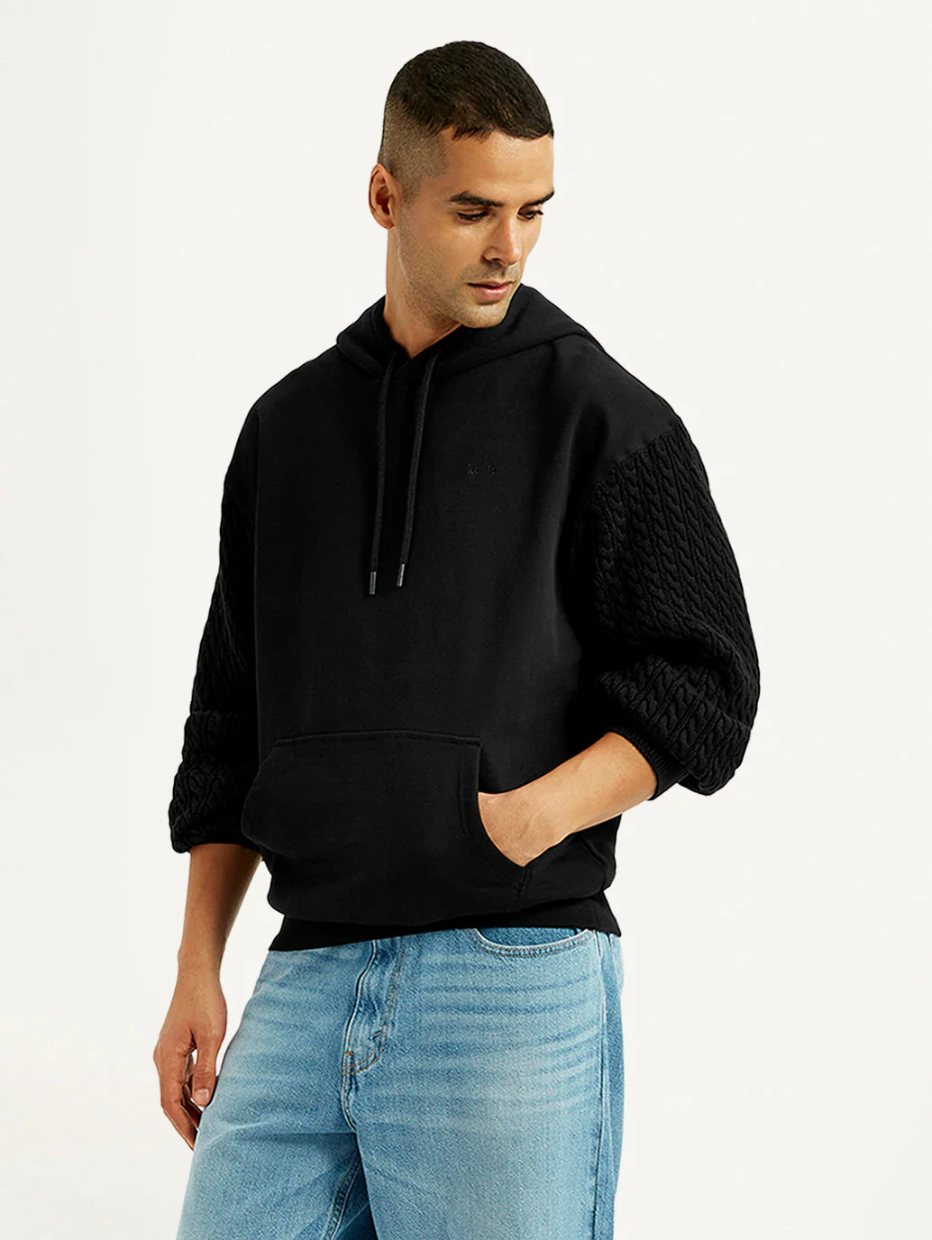 Men's Knitted Black Hooded Sweatshirt - Image 6