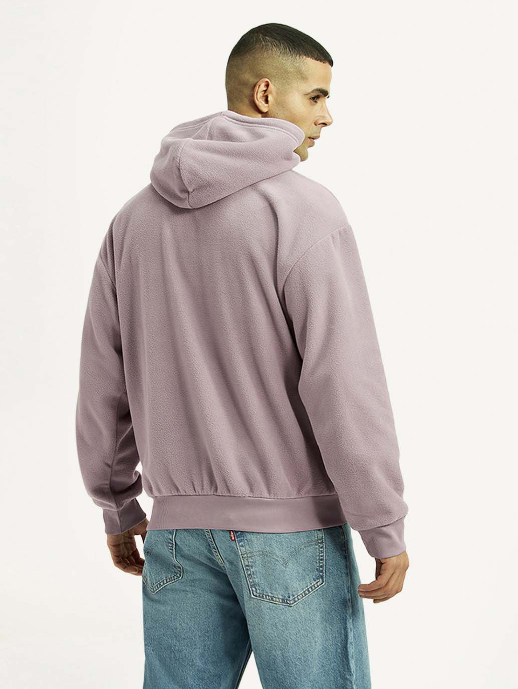 Men's Knitted Mauve Hooded Sweatshirt - Image 3