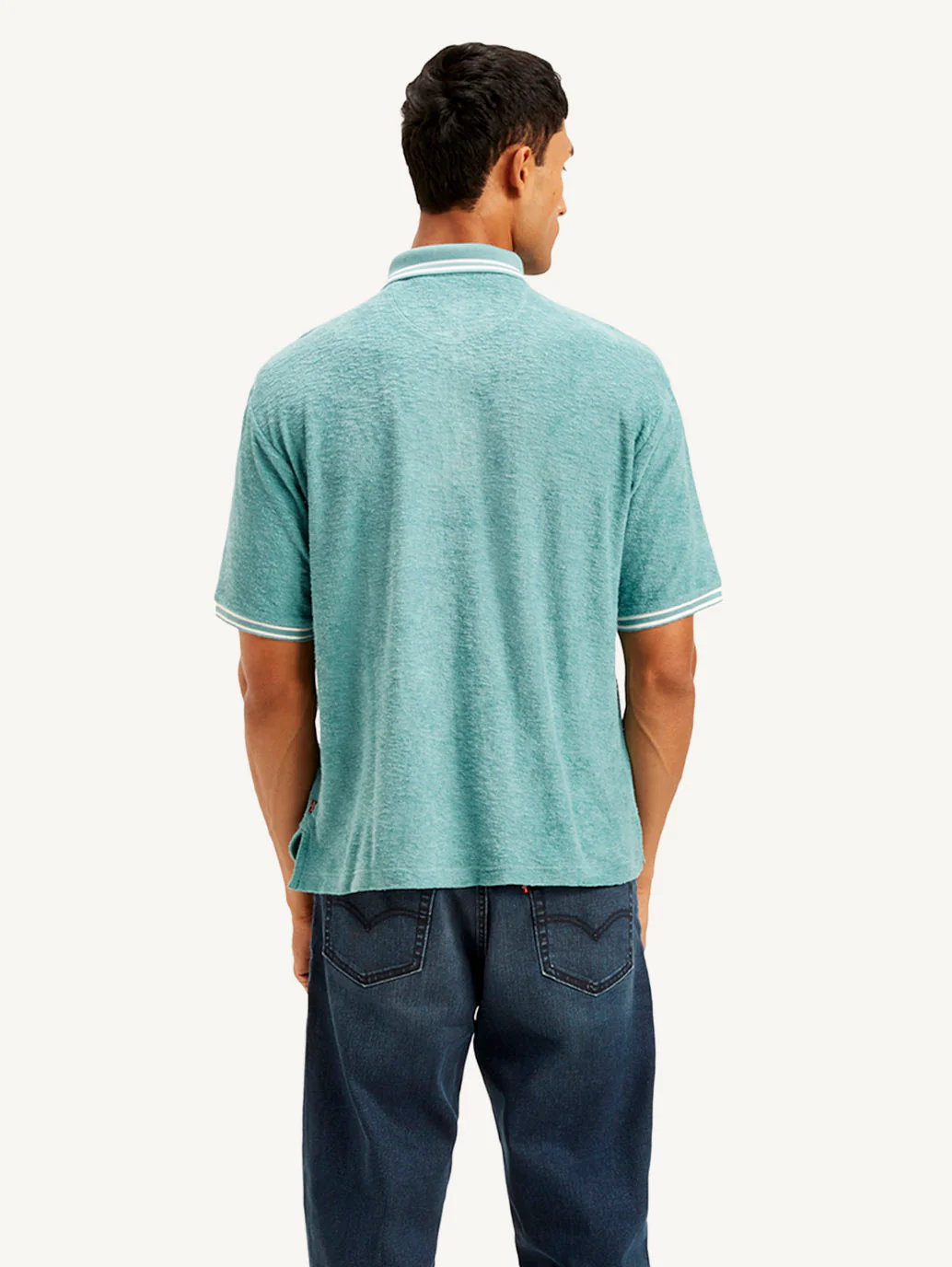 Men's Knitted Teal Polo T-shirt - Image 3