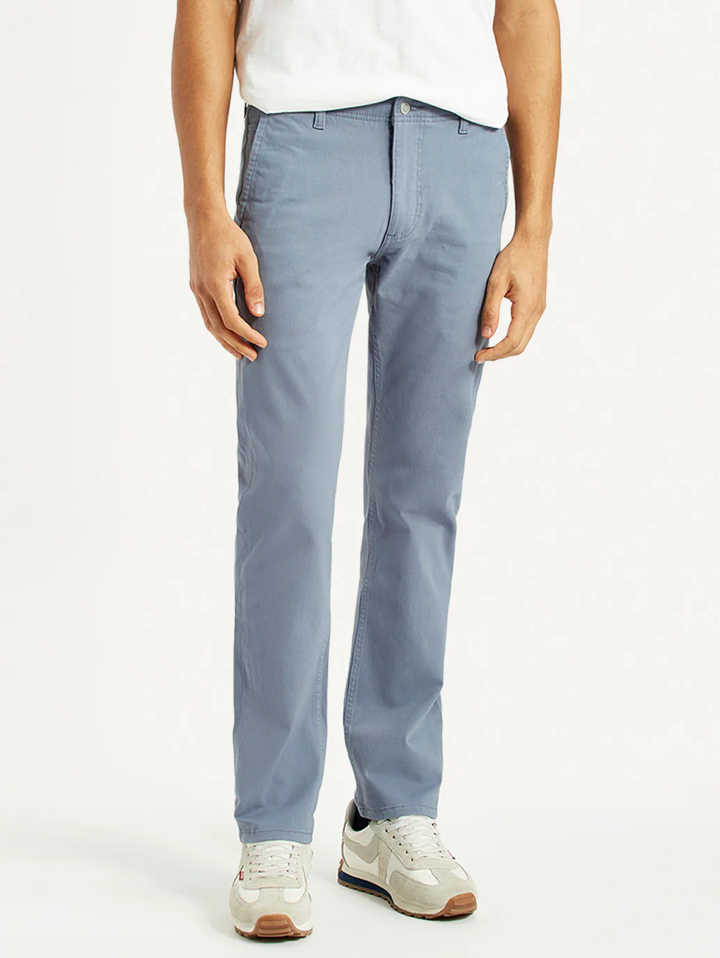 Men's Light Blue Slim Fit Mid Rise Chinos - Image 2