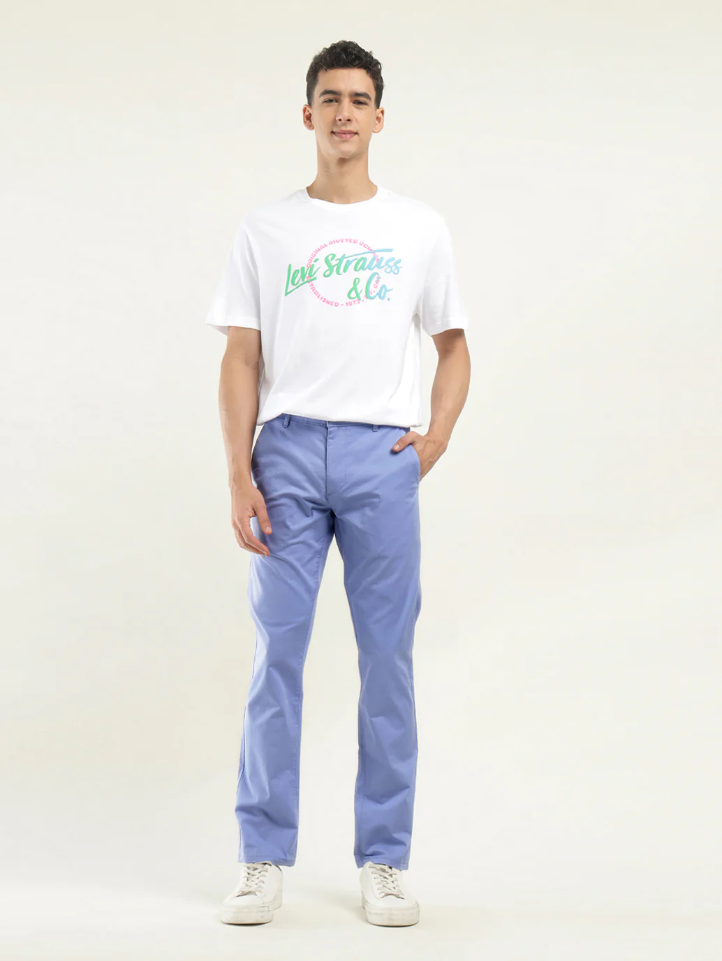 Men's Light Blue Slim Fit Chinos