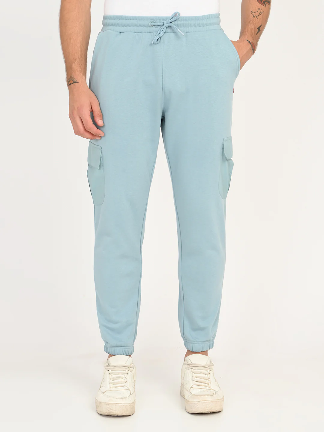 Men's Light Blue Solid Joggers