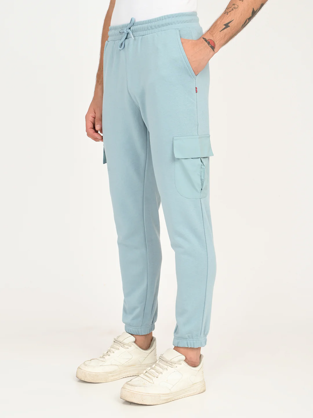 Men's Light Blue Solid Joggers - Image 3