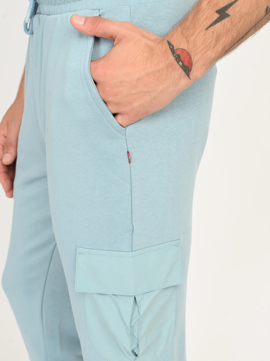 Men's Light Blue Solid Joggers - Image 5