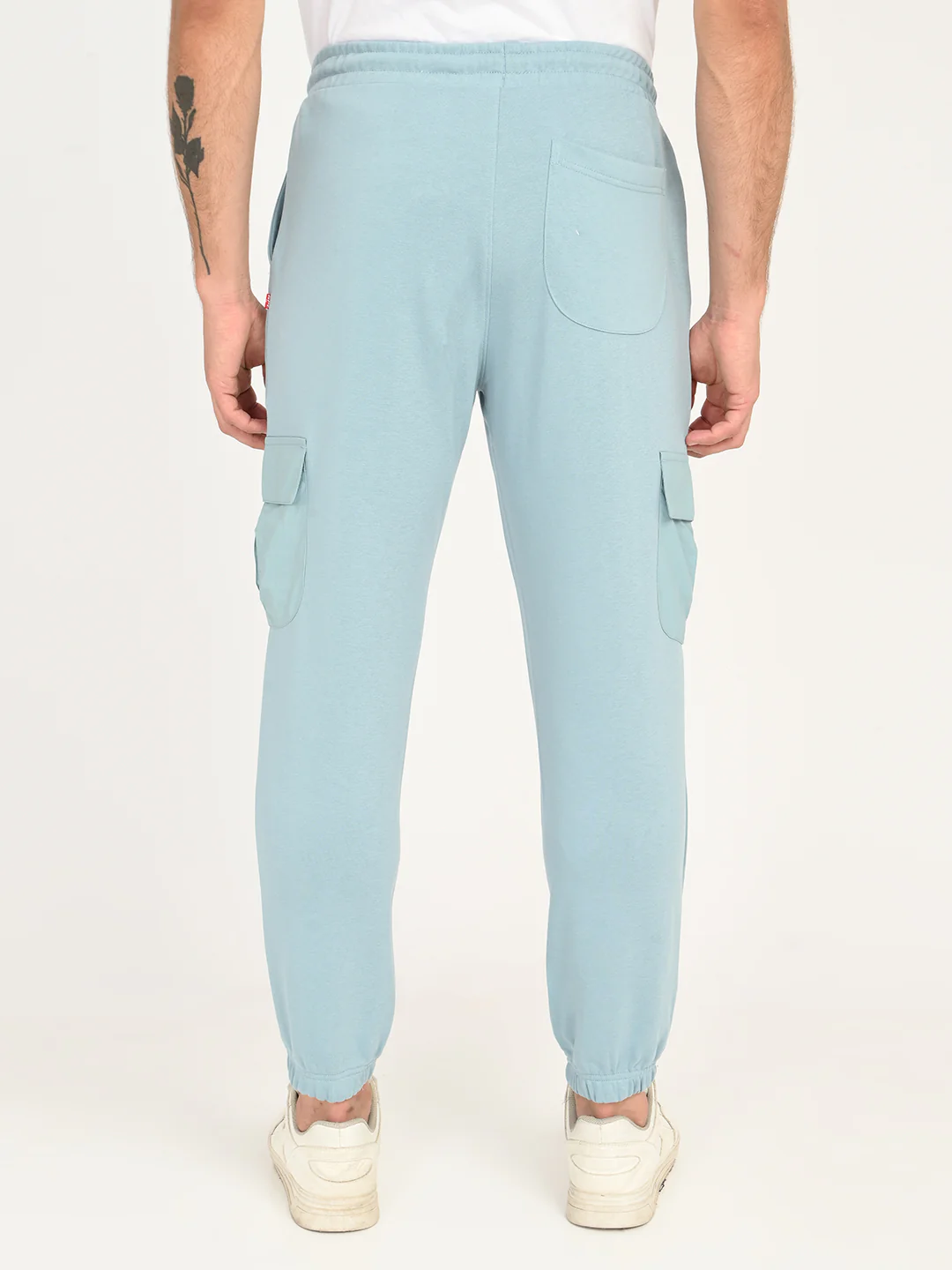Men's Light Blue Solid Joggers - Image 6