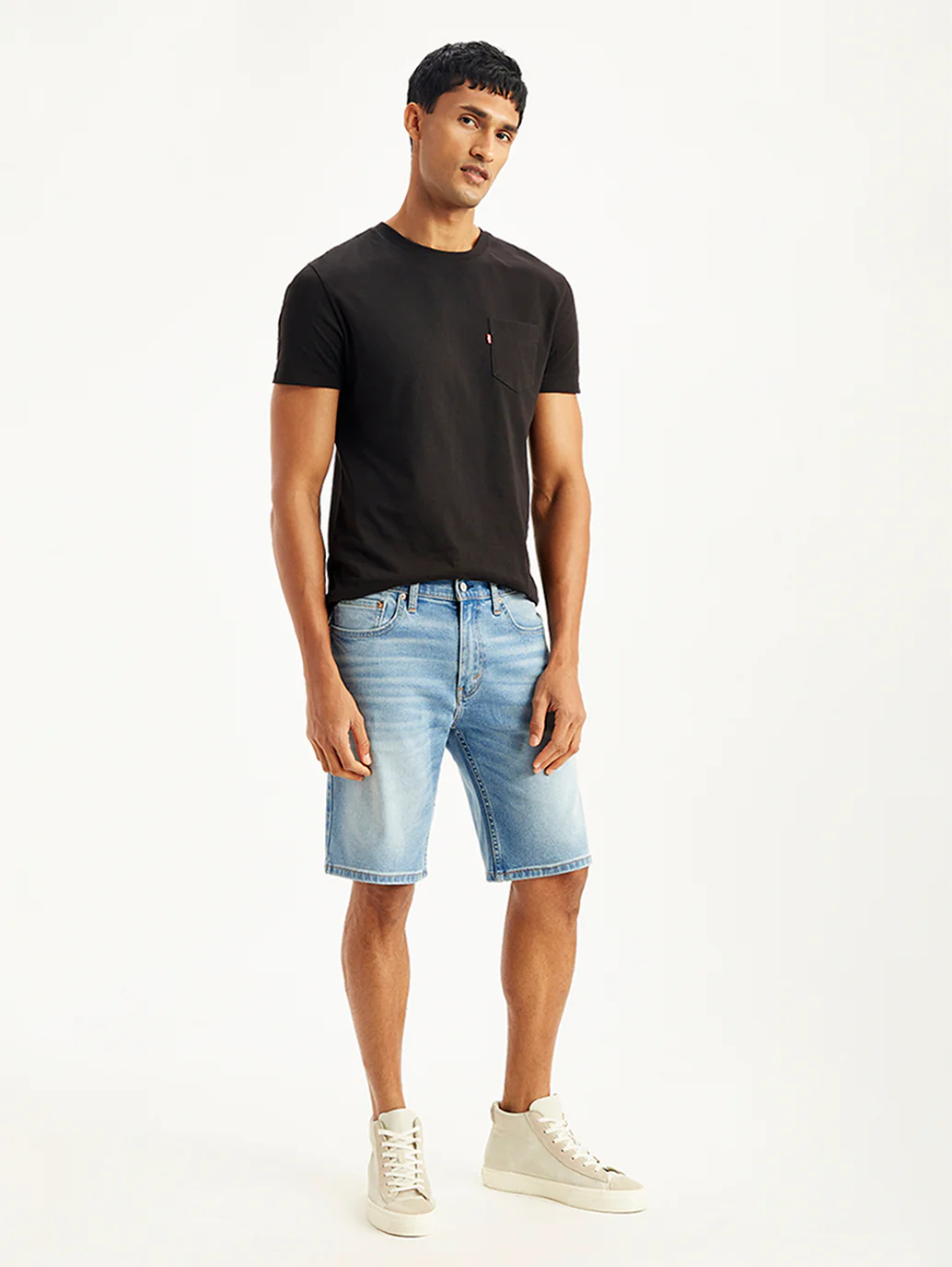 Men's Light-Blue Tapered Denim Shorts - Image 5