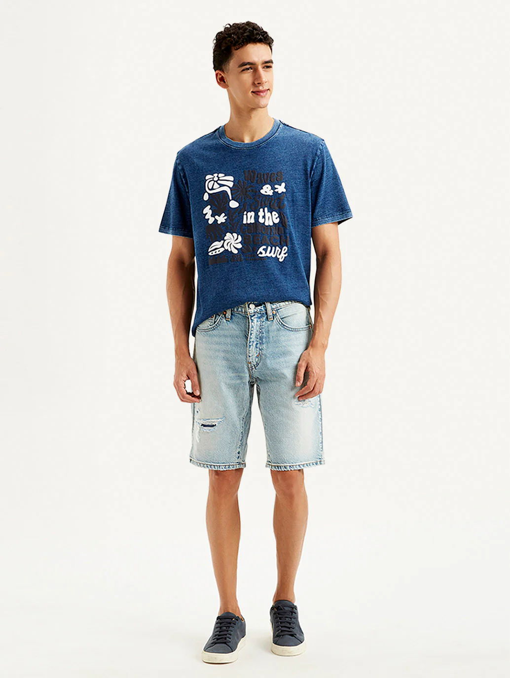 Men's Light Blue Tapered Shorts - Image 2