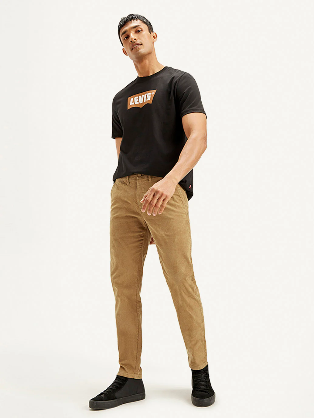 Men's Light-Brown Slim Tapered Fit Chinos - Image 2