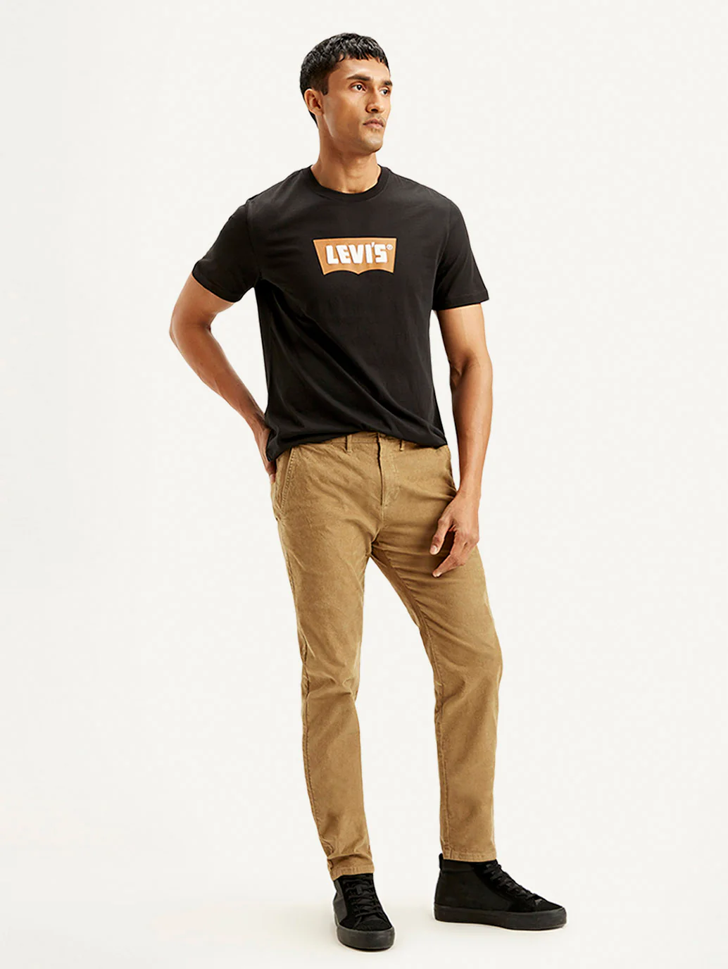 Men's Light-Brown Slim Tapered Fit Chinos - Image 5