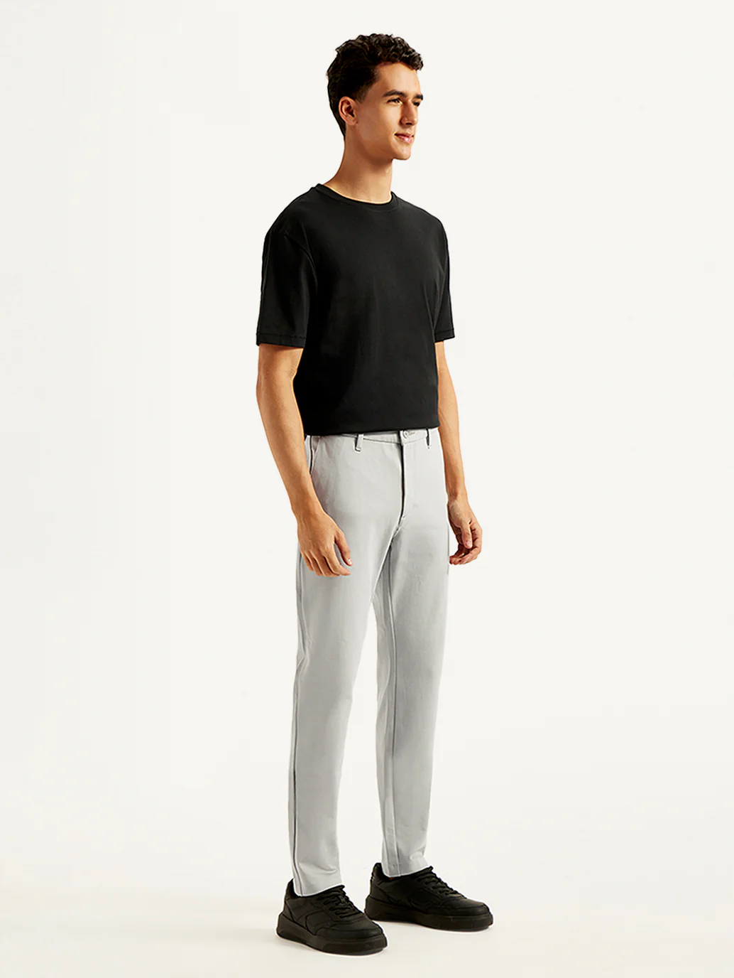Men's Grey Slim Fit Tech Pants Chinos - Image 8