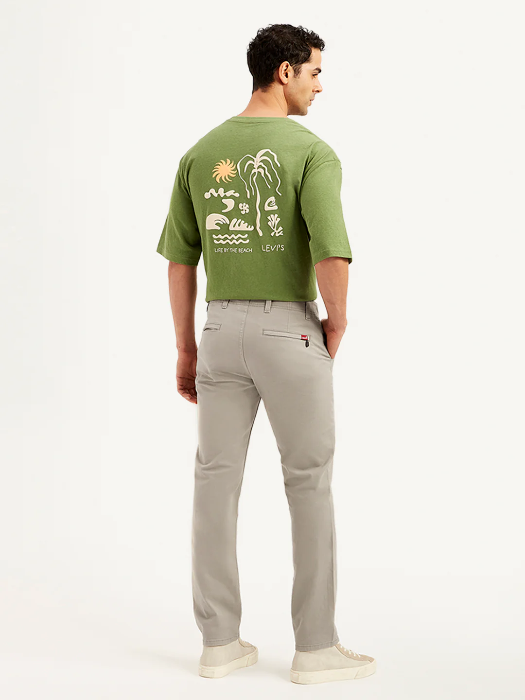 Men's Light-Grey Slim Fit Chinos - Image 3