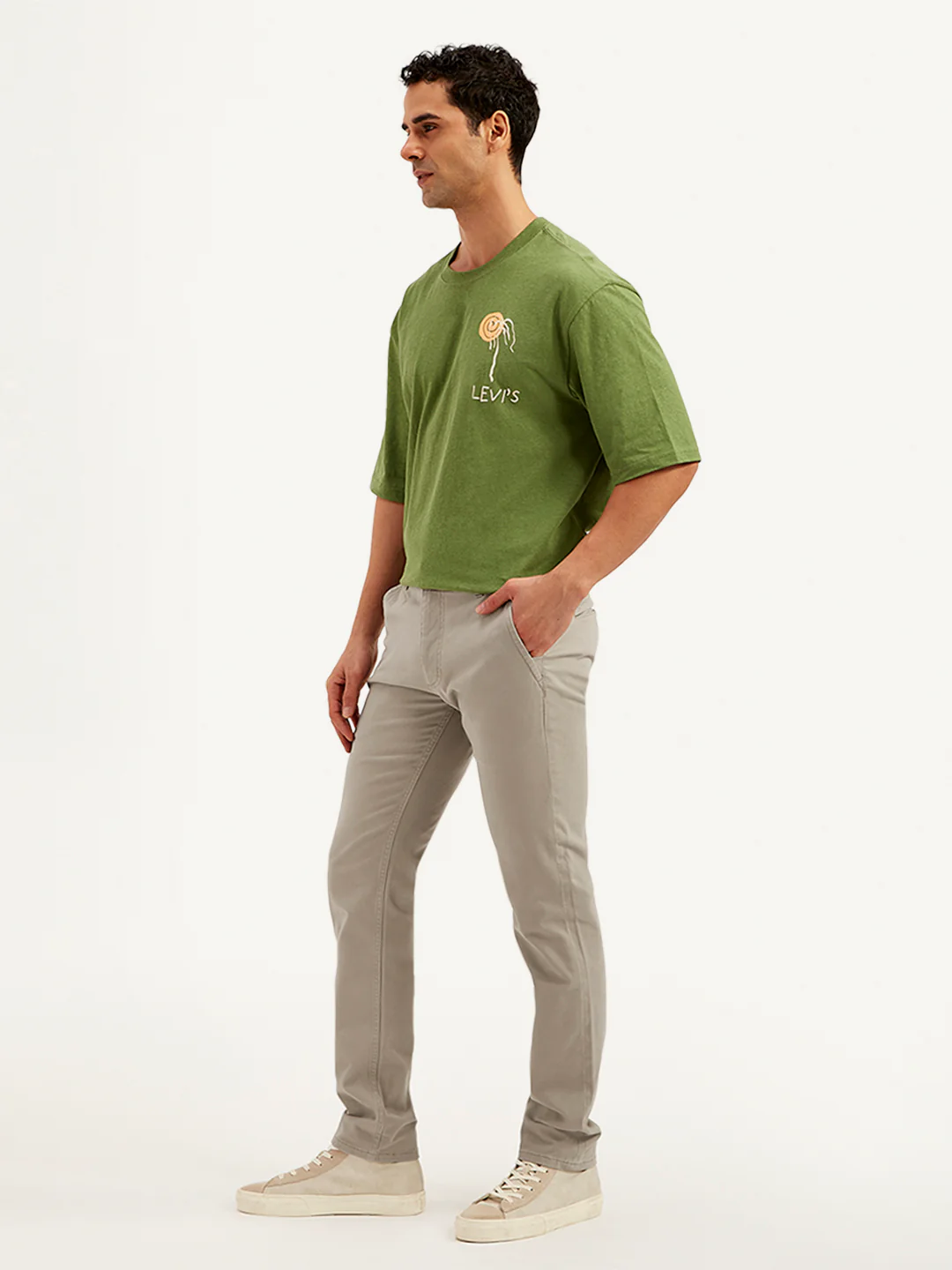 Men's Light-Grey Slim Fit Chinos - Image 4