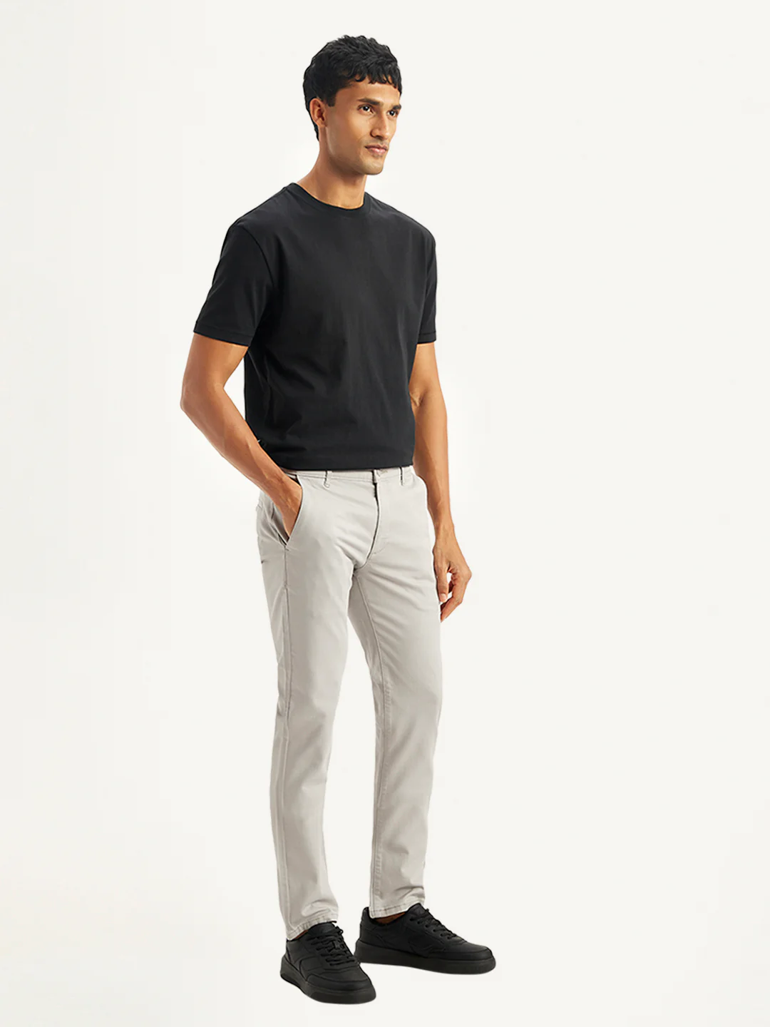Men's Light Grey Slim Fit Chinos - Image 3