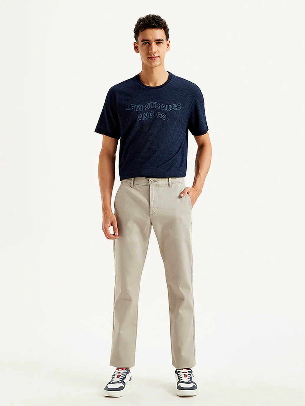 Men's Light Grey Slim Fit Chinos - Image 2