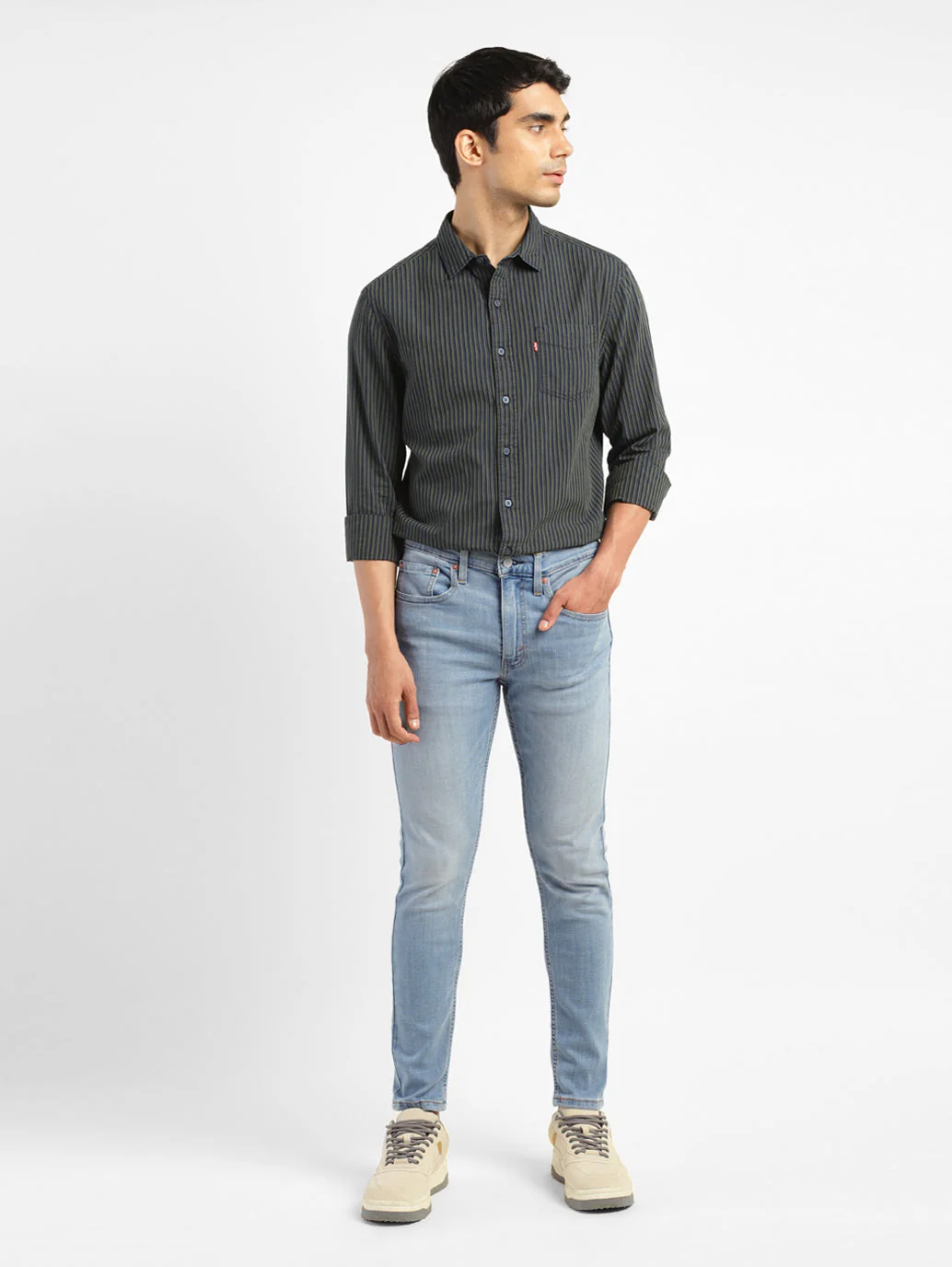 Men's Blue Skinny Fit Mid Rise Jeans - Image 2