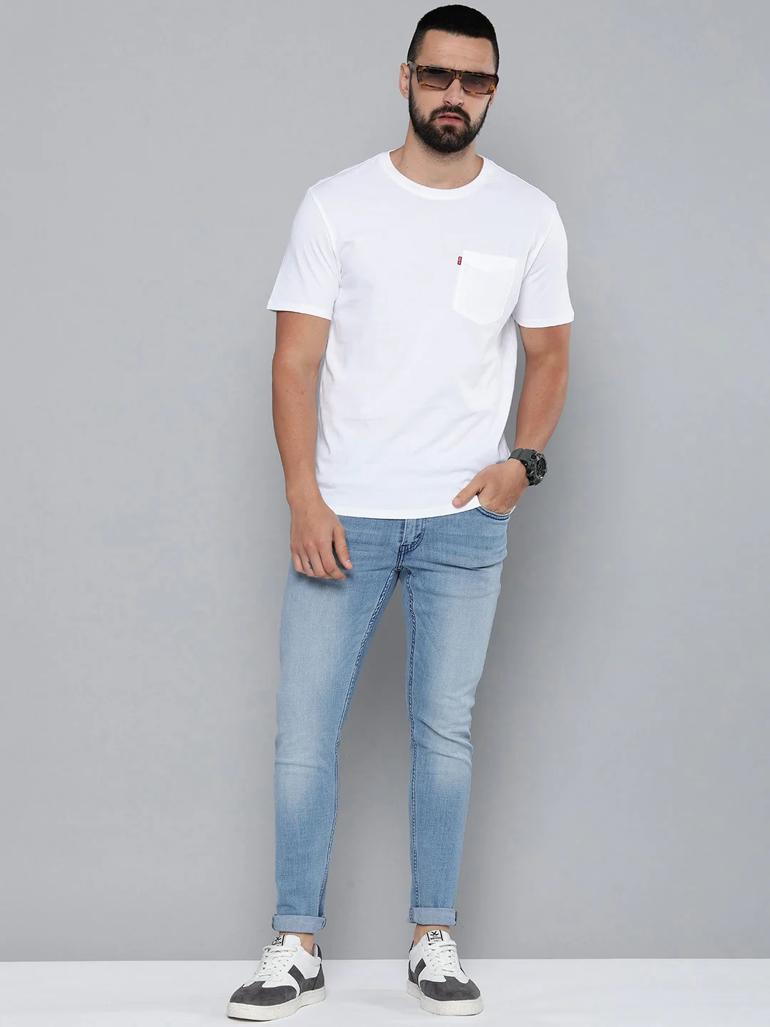Men's Blue Skinny Fit Mid Rise Jeans