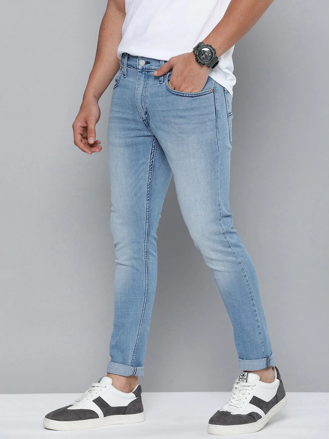 Men's Blue Skinny Fit Mid Rise Jeans - Image 3