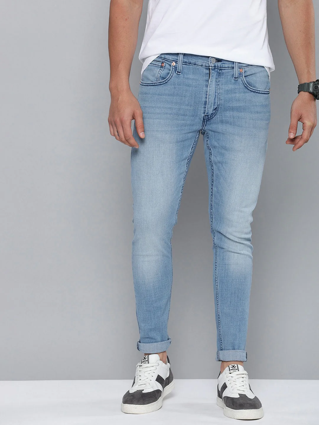 Men's Blue Skinny Fit Mid Rise Jeans - Image 4