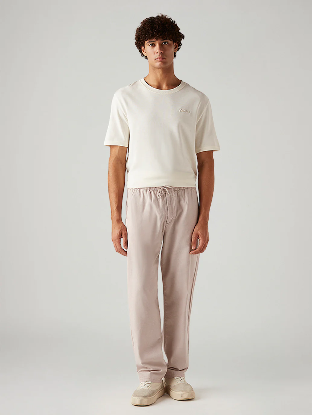 Men's Light Pink Loose Straight Fit Mid Rise Linen Chinos - Image 6