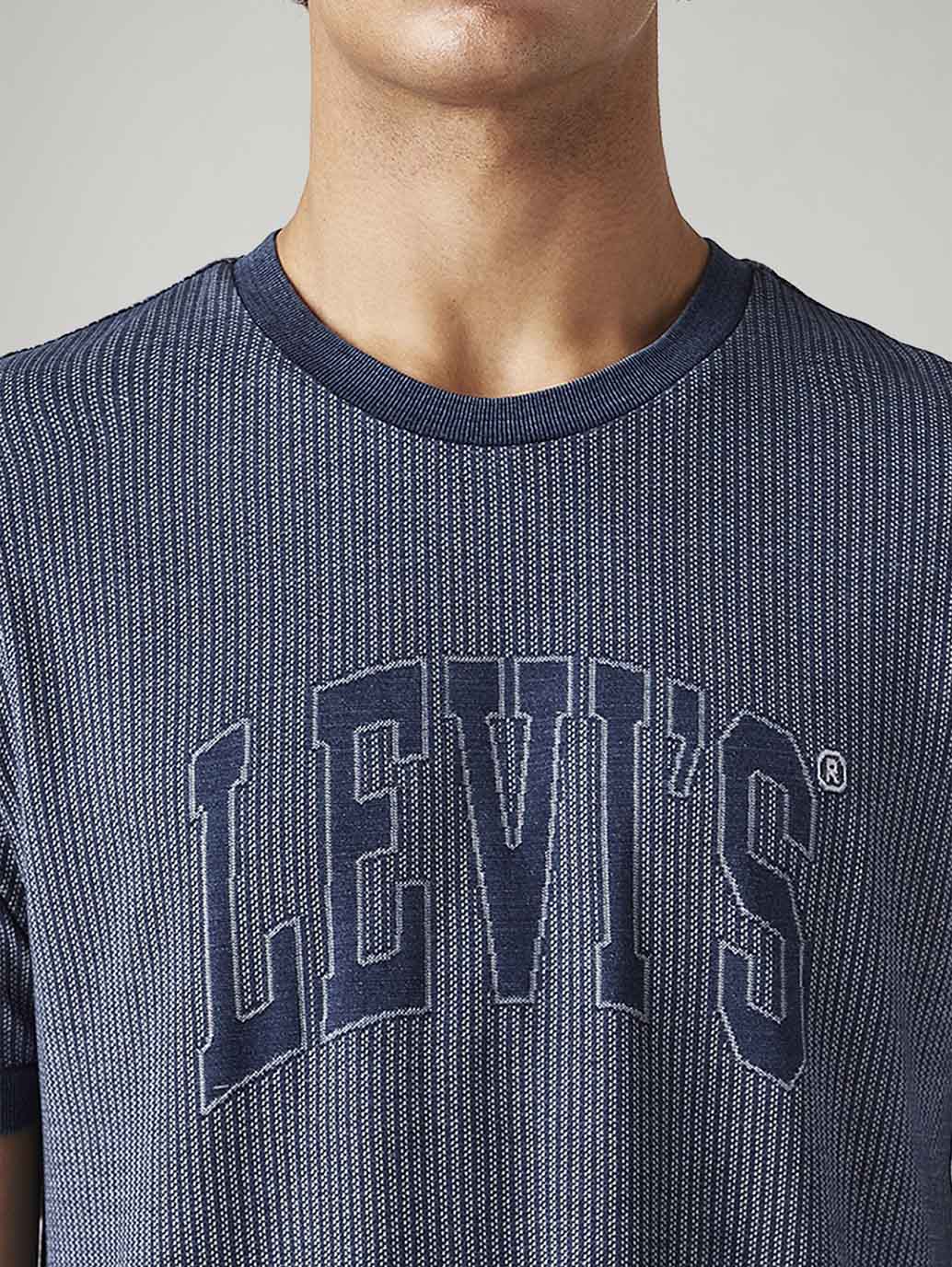 Men's Logo Printed Slim Fit Textured T-Shirt - Image 3