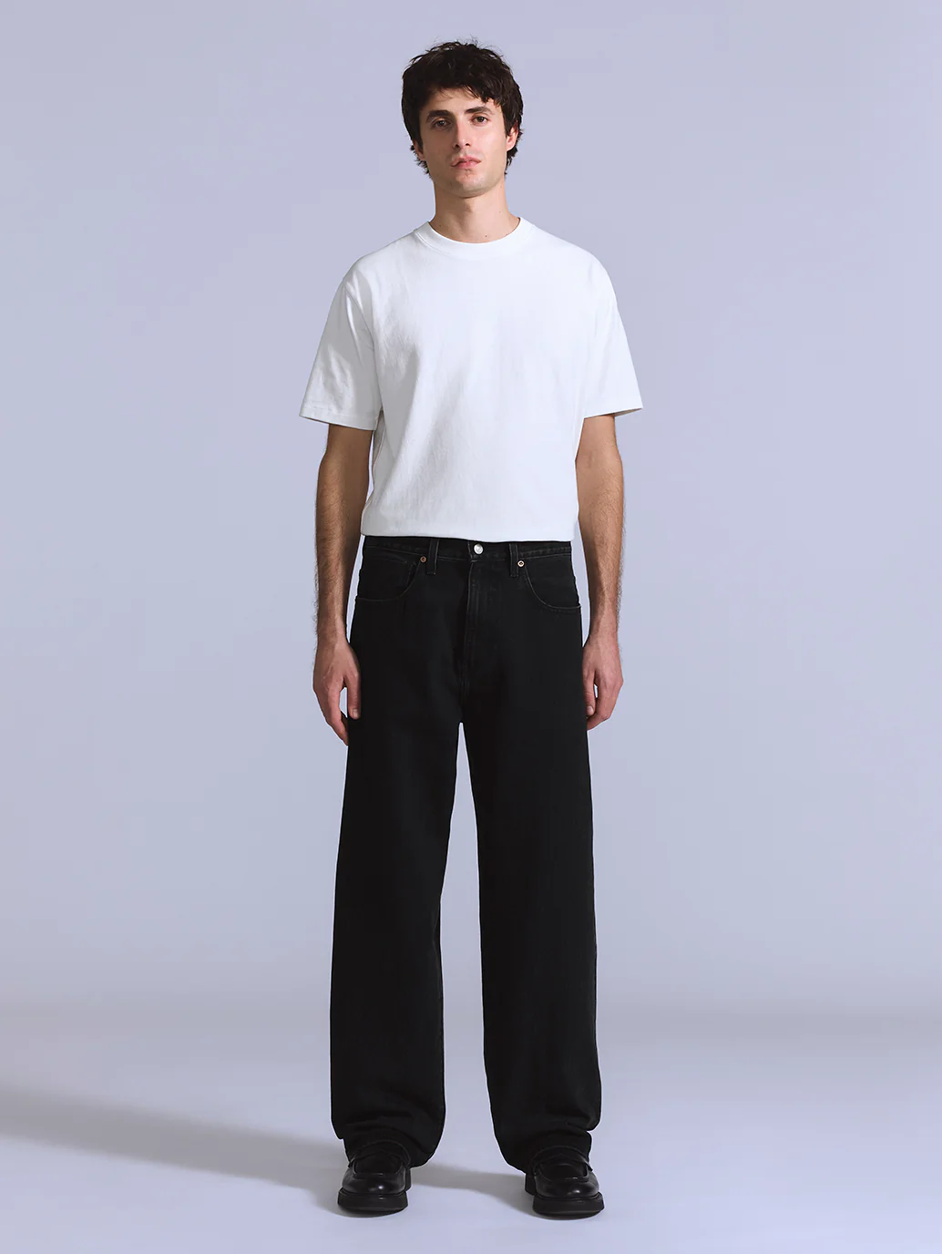 Men's Black Loose Fit Mid Rise Jeans