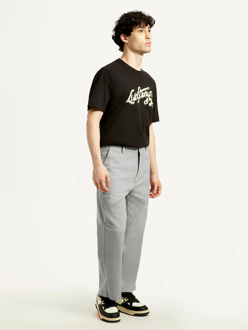 Men's Grey Loose Fit Mid Rise Chinos - Image 6