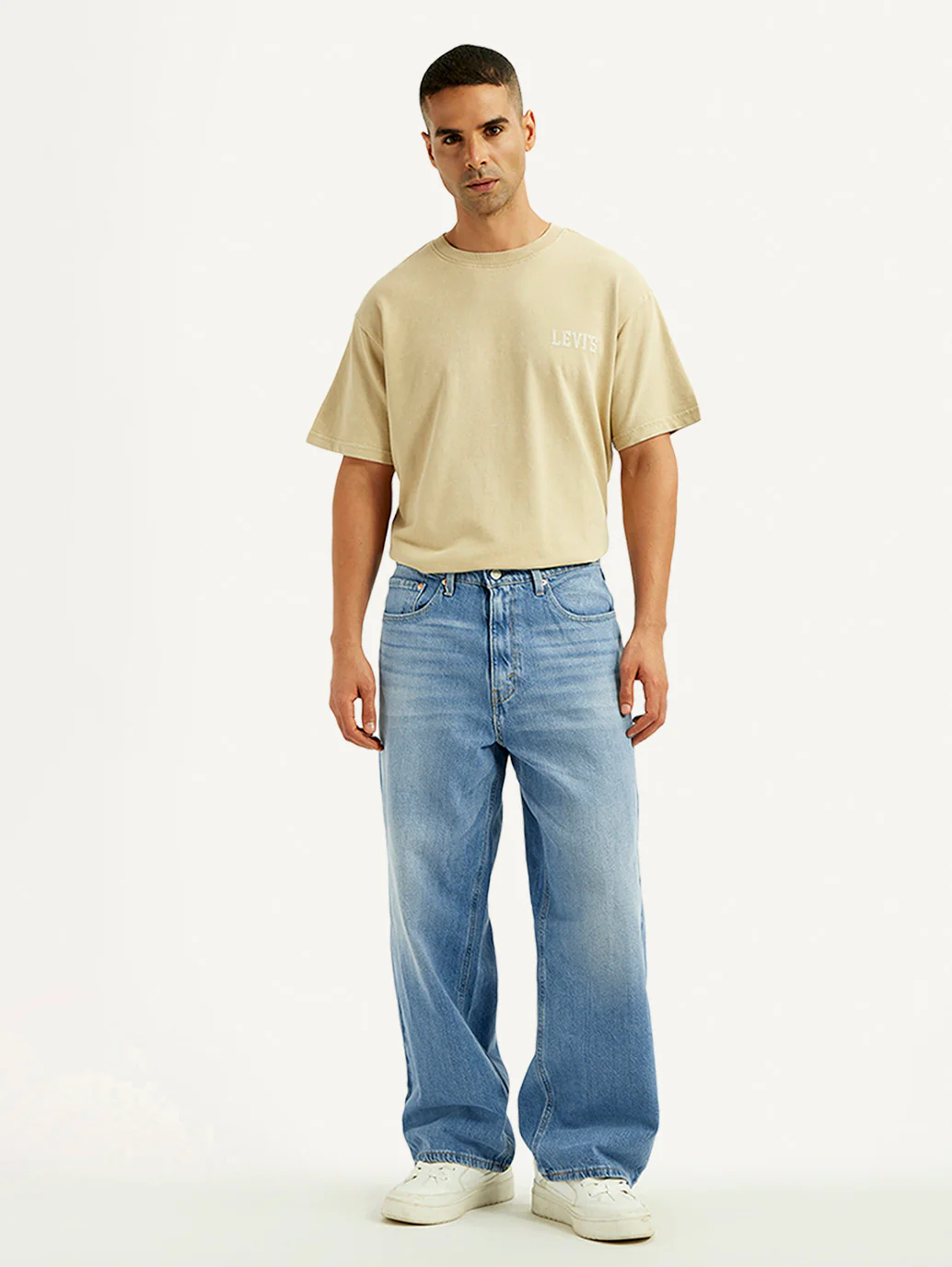 Men's Light Blue Extra Baggy Loose Fit Mid Rise Jeans - Image 3