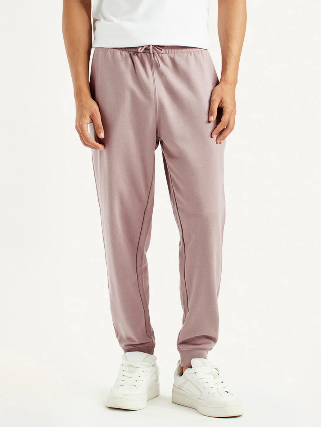 Men's Mauve Regular Fit Mid Rise Joggers - Image 3