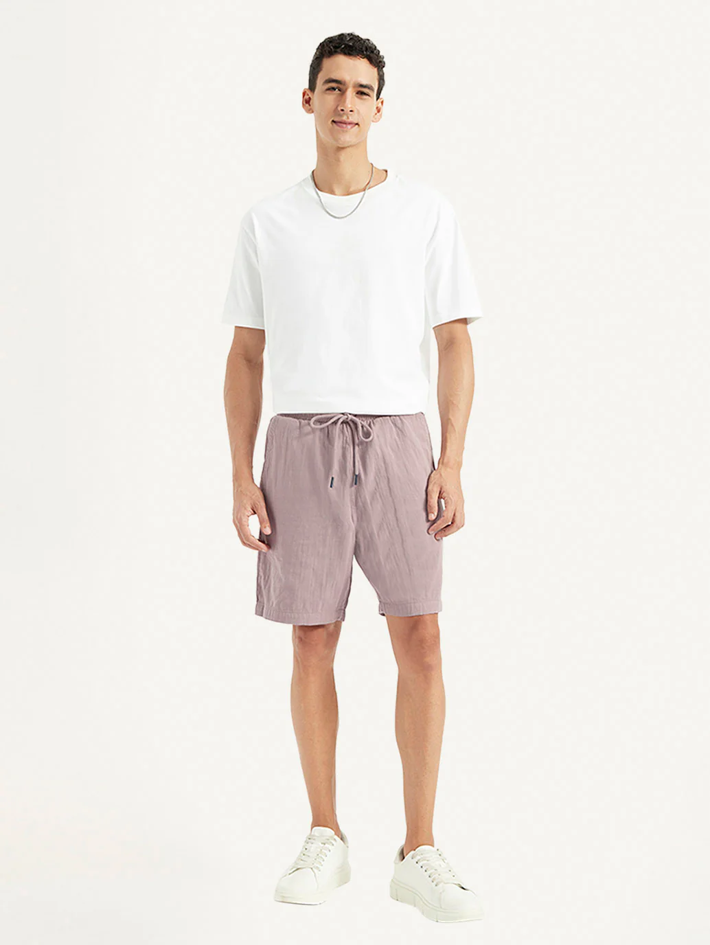 Men's Mauve Regular Fit Shorts - Image 2
