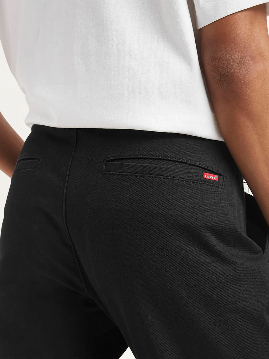 Men's Black Tapered Chino Trousers - Image 4