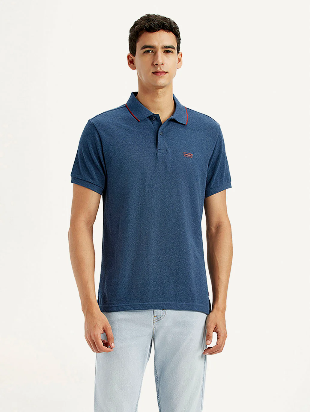 Men's Dark Blue Slim Fit Polo T-shirt - Image 2