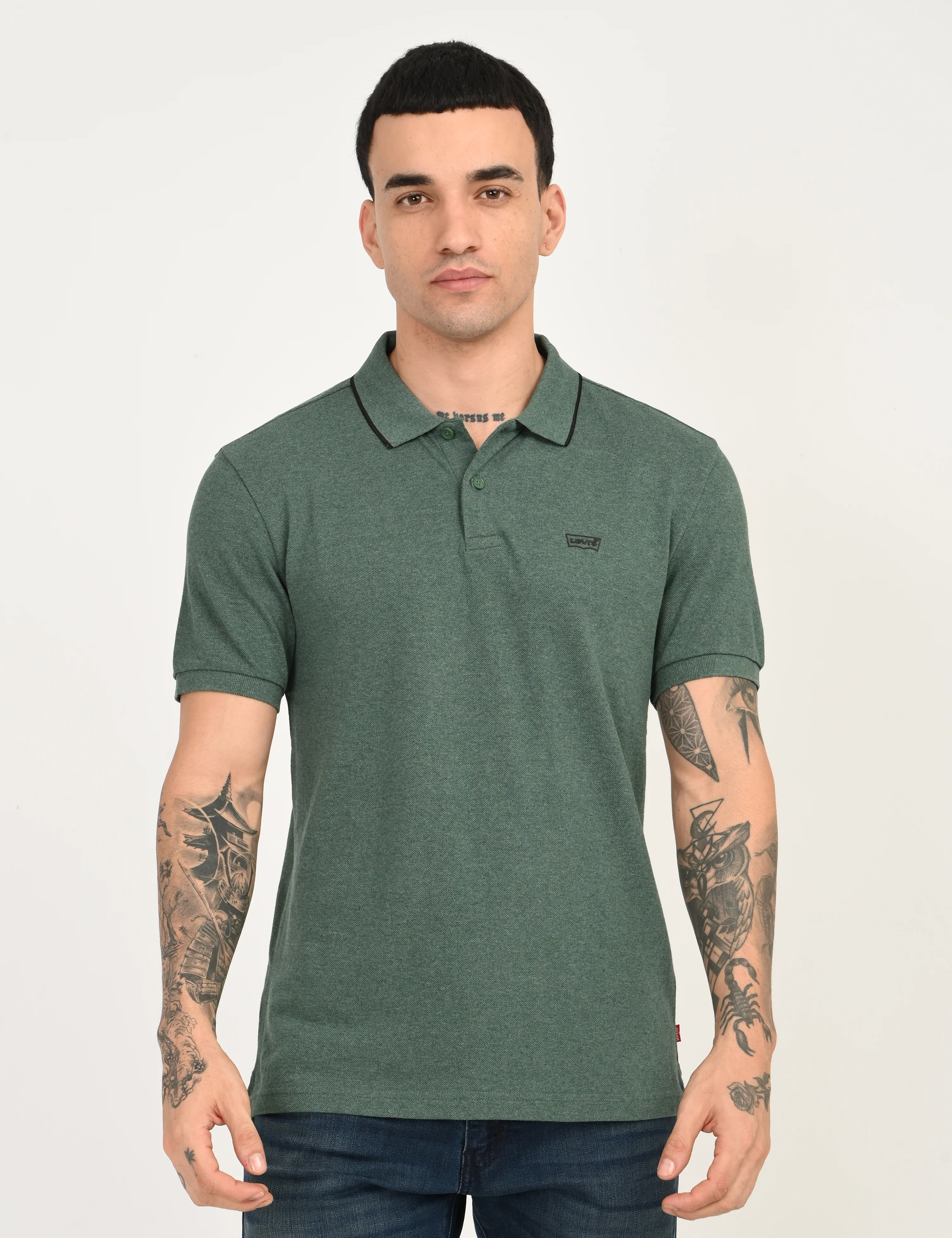 Men's Green Slim Fit Polo T-shirt