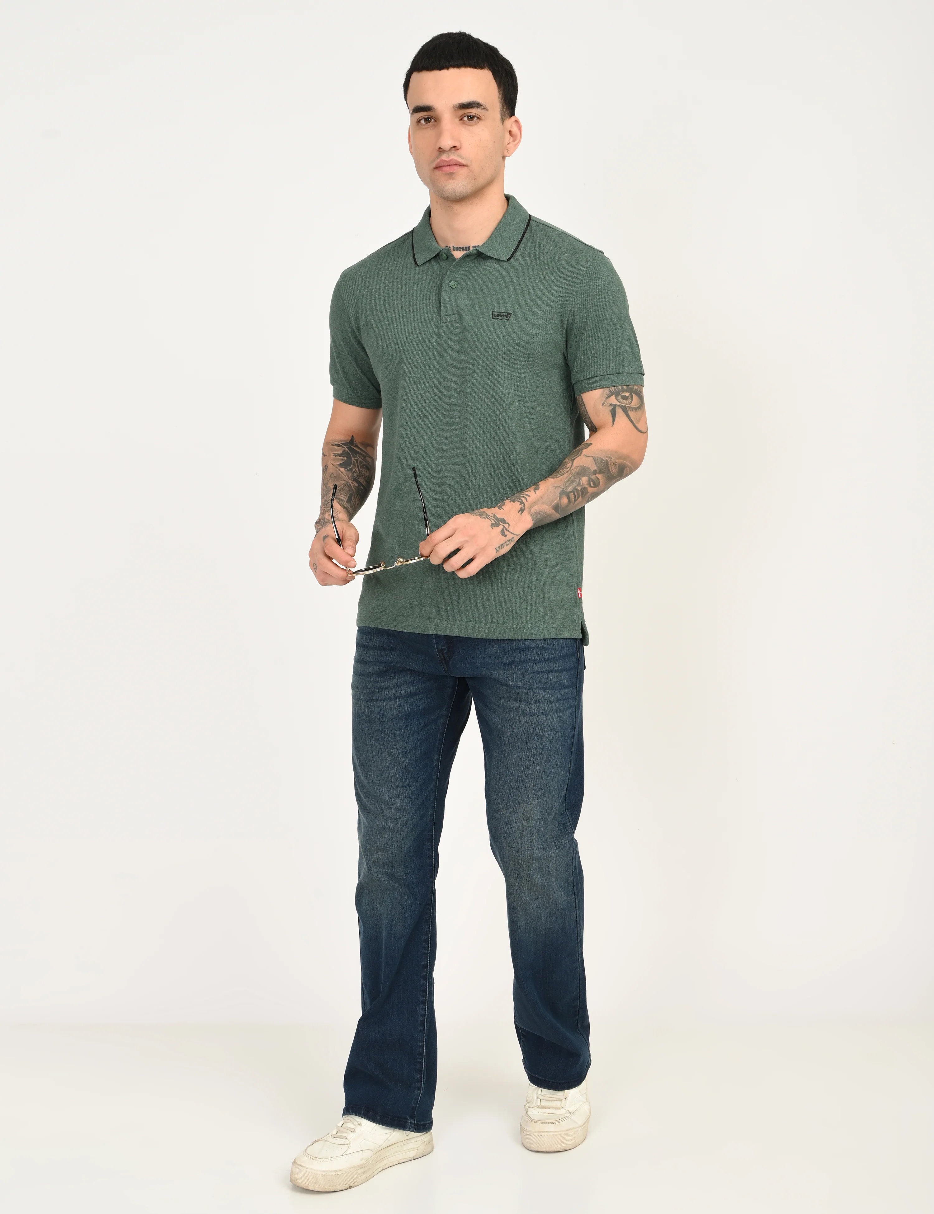 Men's Green Slim Fit Polo T-shirt - Image 3