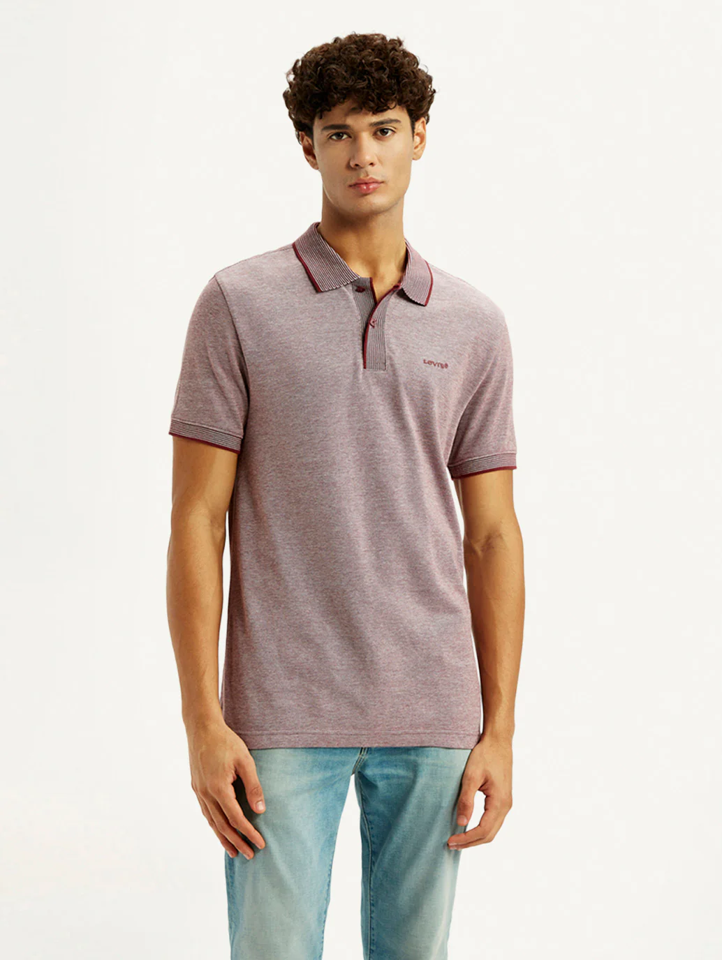 Men's Mauve Slim Fit Polo T-shirt - Image 3