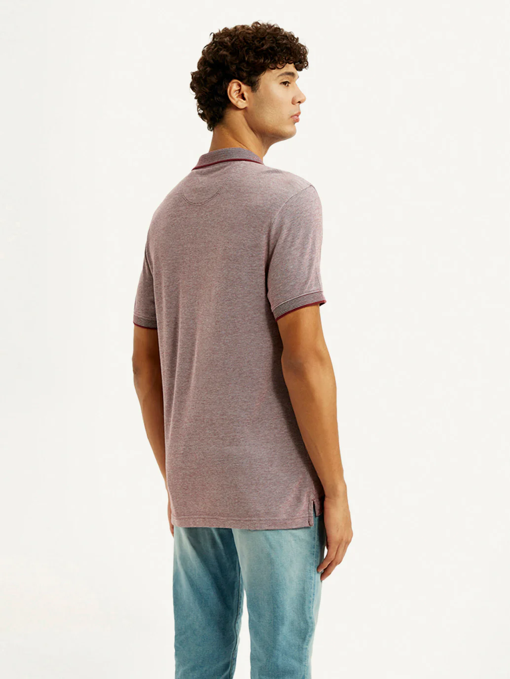 Men's Mauve Slim Fit Polo T-shirt - Image 4