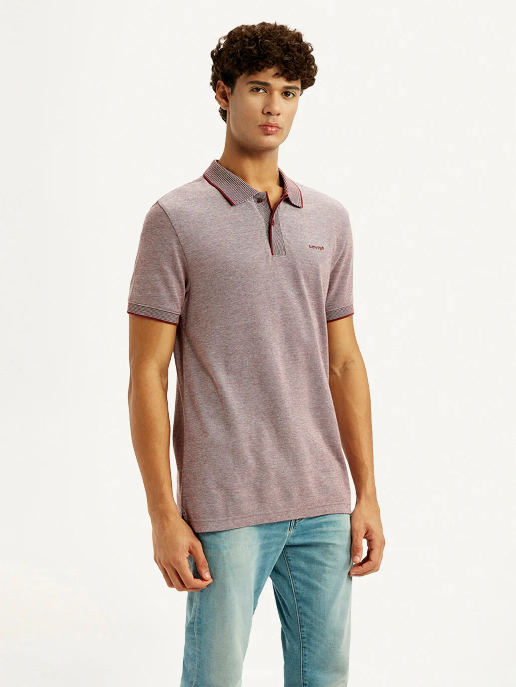 Men's Mauve Slim Fit Polo T-shirt - Image 6