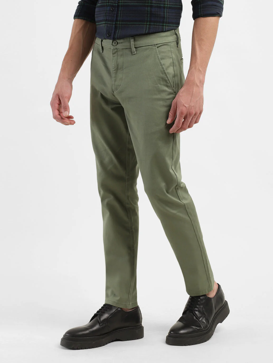 Men's Men's Olive Slim Fit Trousers - Image 4