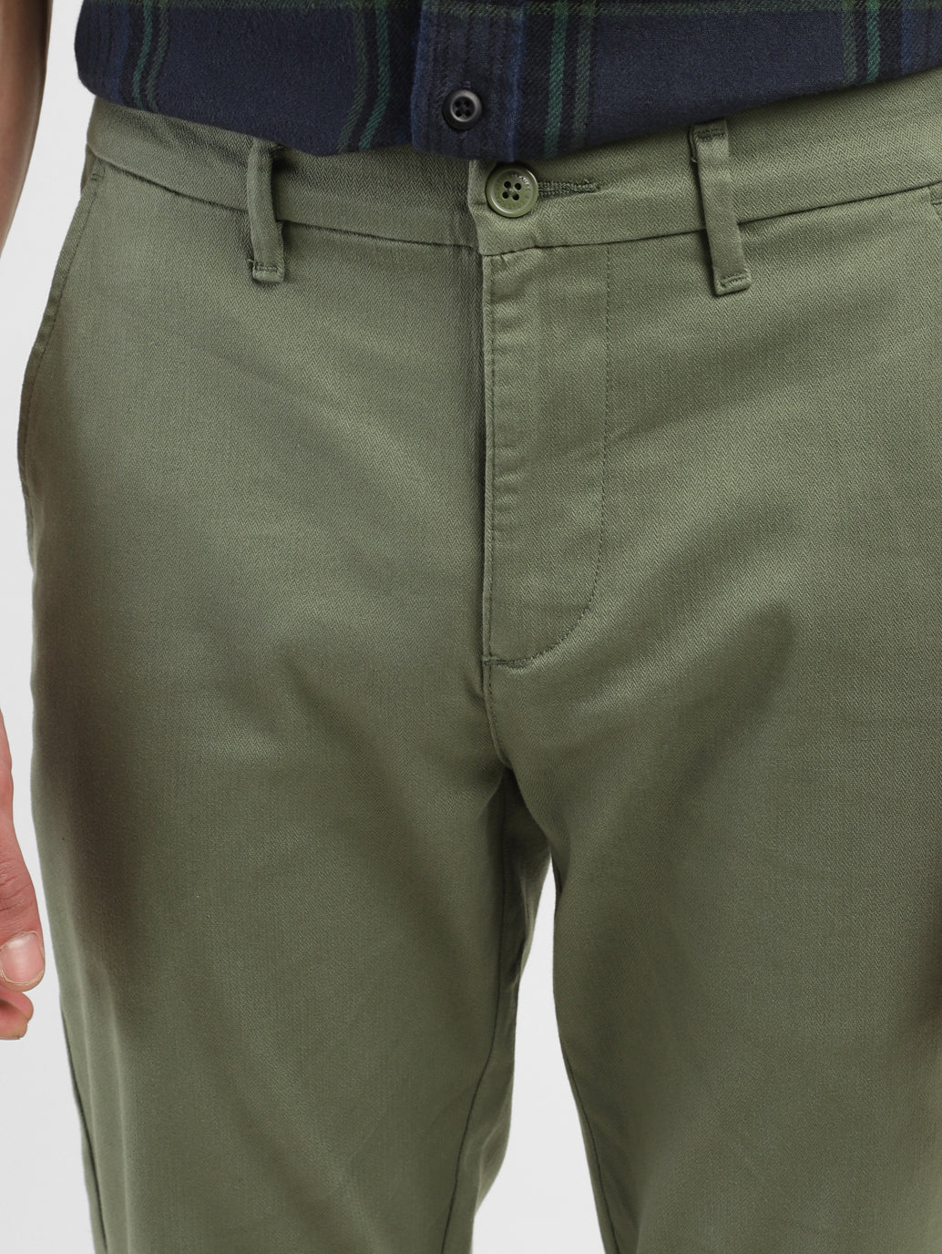 Men's Men's Olive Slim Fit Trousers - Image 6