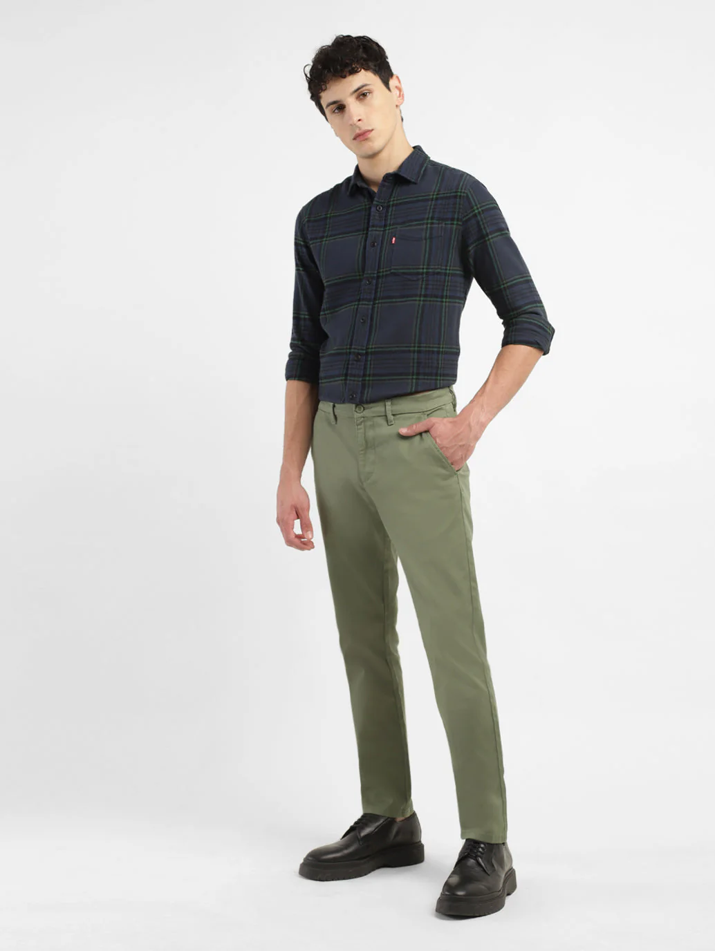 Men's Men's Olive Slim Fit Trousers - Image 7