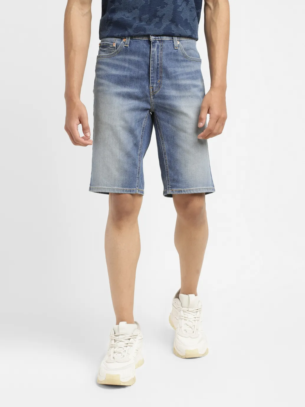Men's Mid Indigo Skinny Fit Shorts - Image 2