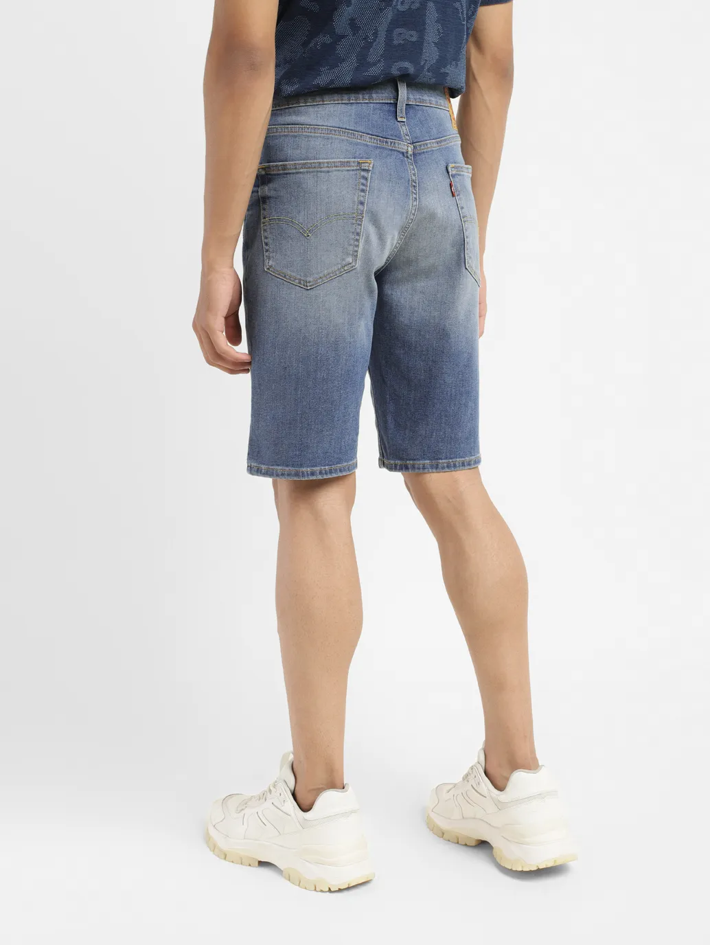 Men's Mid Indigo Skinny Fit Shorts - Image 3