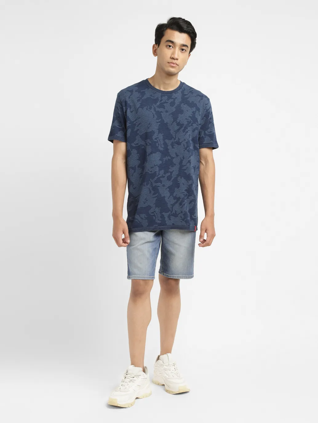 Men's Mid Indigo Skinny Fit Shorts - Image 7