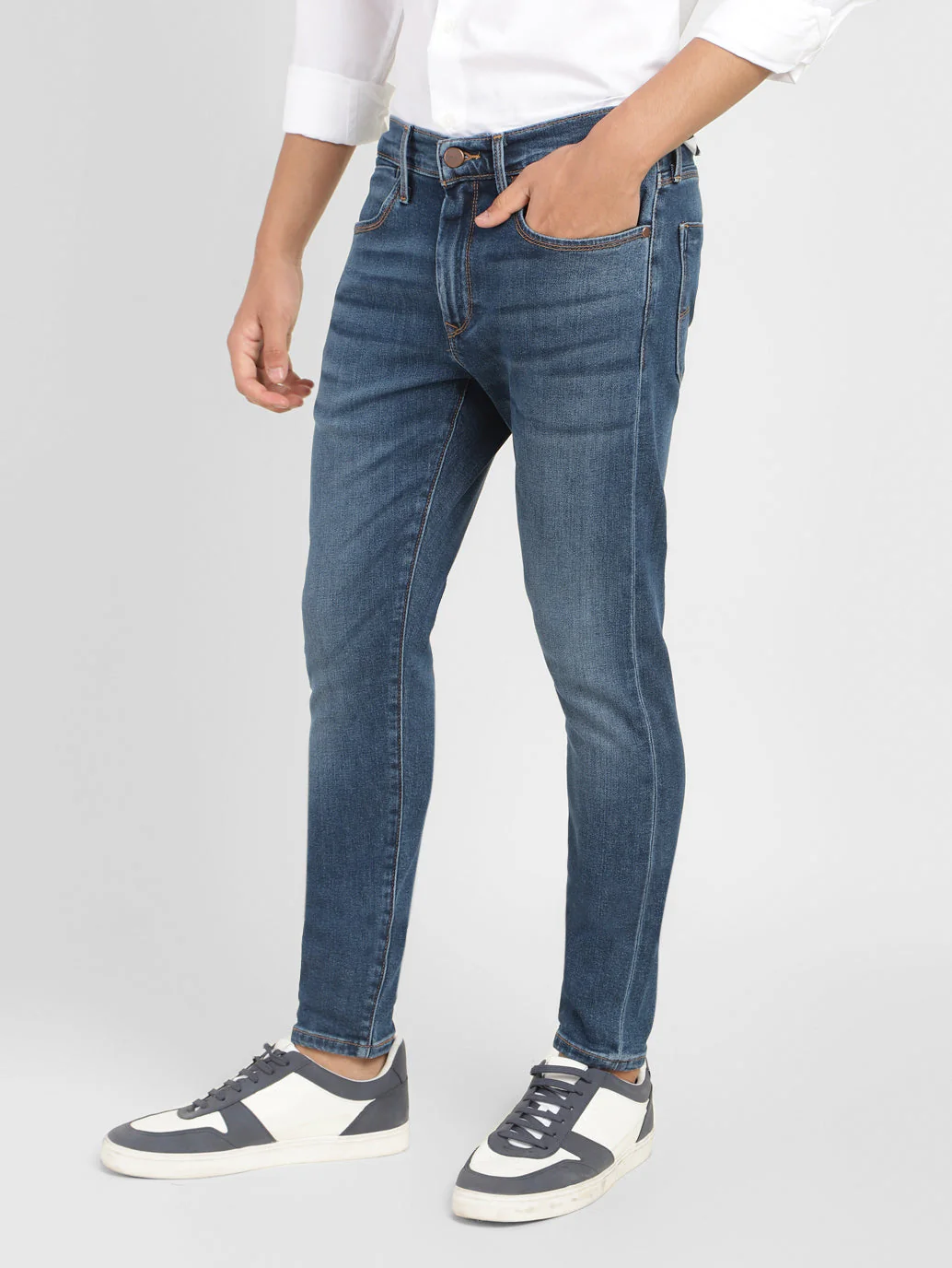 Men's Redloop Blue Skinny Fit Mid Rise Jeans - Image 4