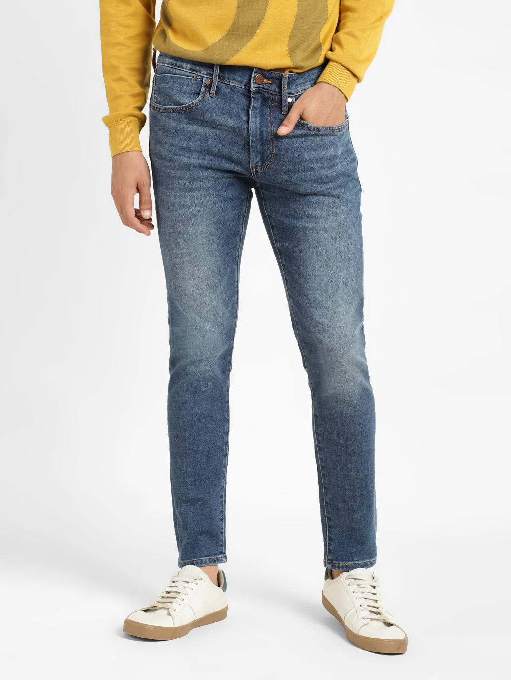 Men's Redloop Indigo Skinny Fit Mid Rise Jeans - Image 2