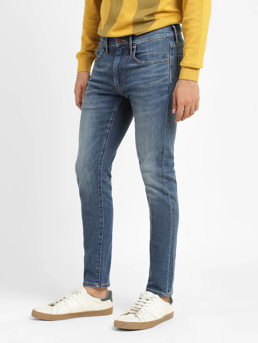 Men's Redloop Indigo Skinny Fit Mid Rise Jeans - Image 4