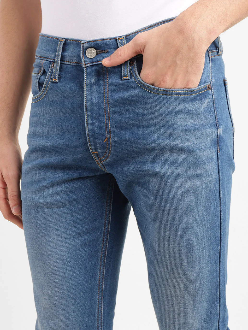 Men's Blue Skinny Fit Mid Rise Jeans - Image 6