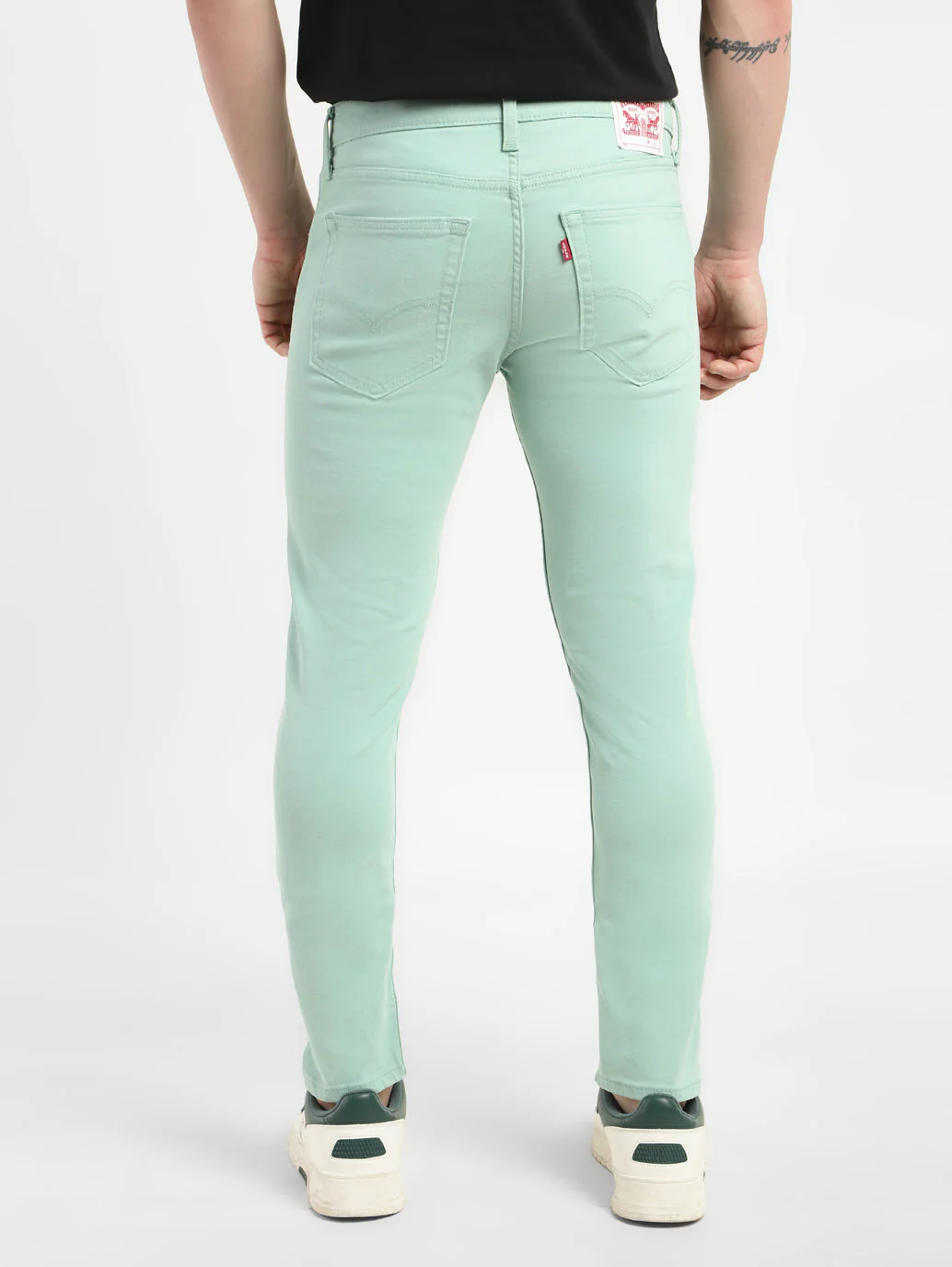 Men's Mint Green Skinny Fit Mid Rise Jeans - Image 3