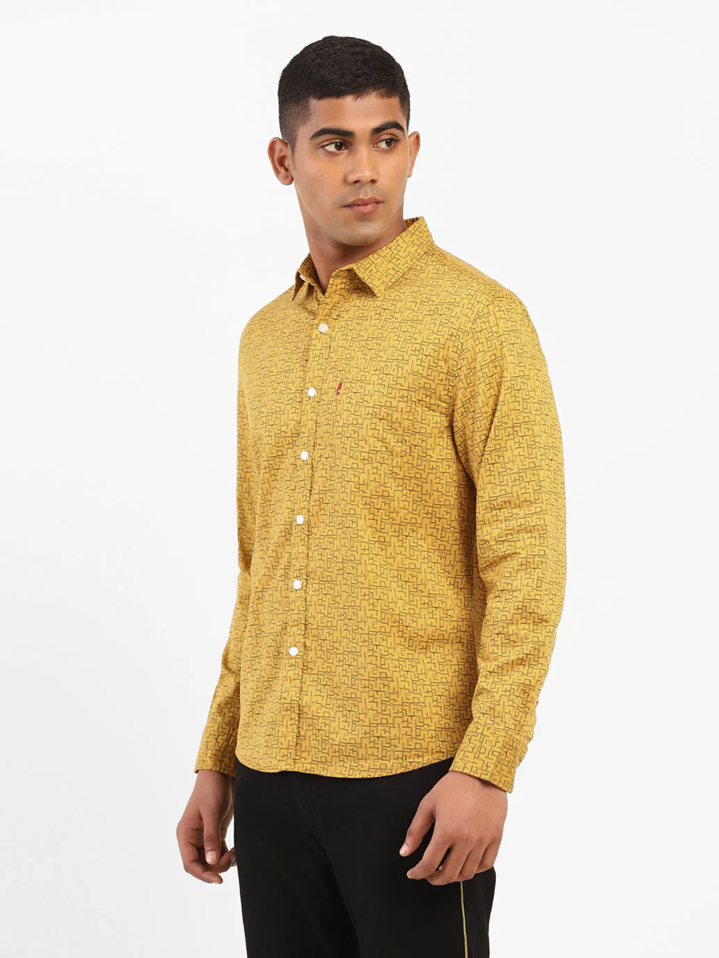 Men's Geometrical Print Spread Collar Shirt - Image 3